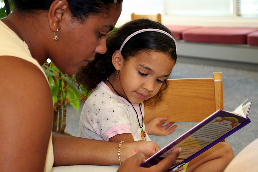 Picture of adult reading to child